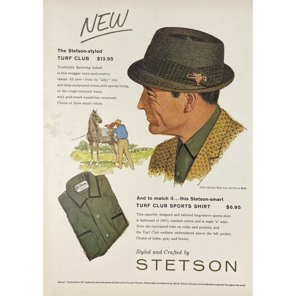 John B. Stetson Co. "The Stetson-styled Turf Club Sports Shirt" Print Ad 1960